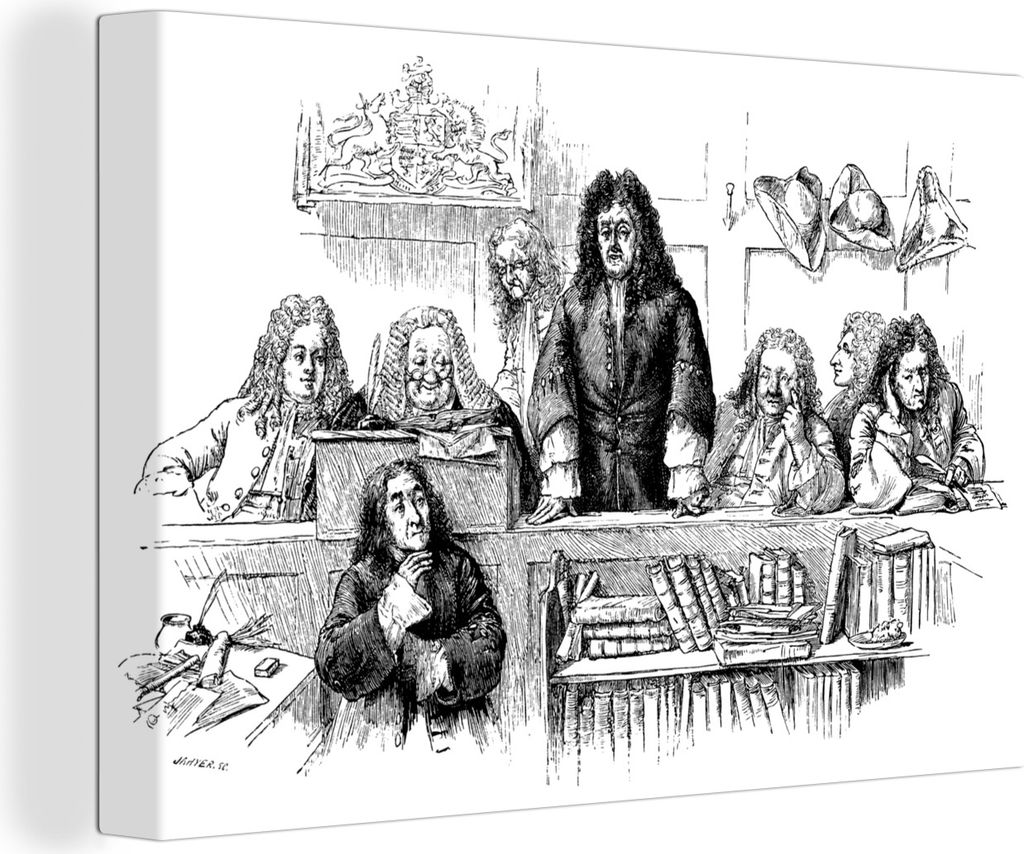 OneMillionCanvasses - Leinwandbilder - 140x90 cm, Eine Illustration von einigen Männern vor Gericht, Wandbilder Kunstdruck Wanddekoration - Foto...