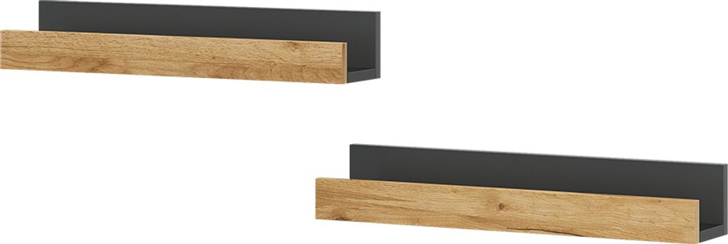 Wandregal Vicco Tomy Anthrazit/Goldkraft Eiche 60 x 10 cm Produktbild 