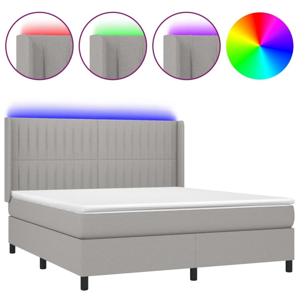 "2026 MODERNE"Boxspringbett/bettgestell - Bettrahmen - Doppelbett - mit Matratze & LED Hellgrau 160x200 cm Stoff - Polsterbett Klassische Betten CC...
