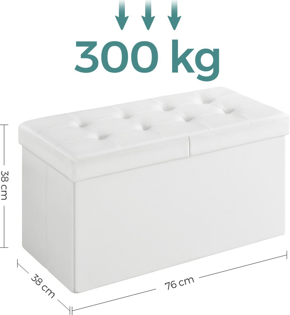 SONGMICS Sitztruhen faltbar 80L Stauraum 76x38x38cm bis 300 Produktbild 5