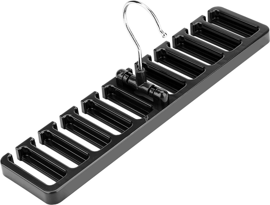 10-facher Organizer für Krawatten, Gürtel und Schals, robuster Kunststoff, platzsparend, für Kleiderschrank und Kleiderschrank, schwarz