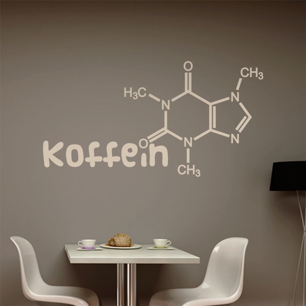 Koffein Formel Wandtattoo in 6 Größen - Wandaufkleber Wall Sticker - Dekoration, Küche, Wohnzimmer, Schlafzimmer, Badezimmer