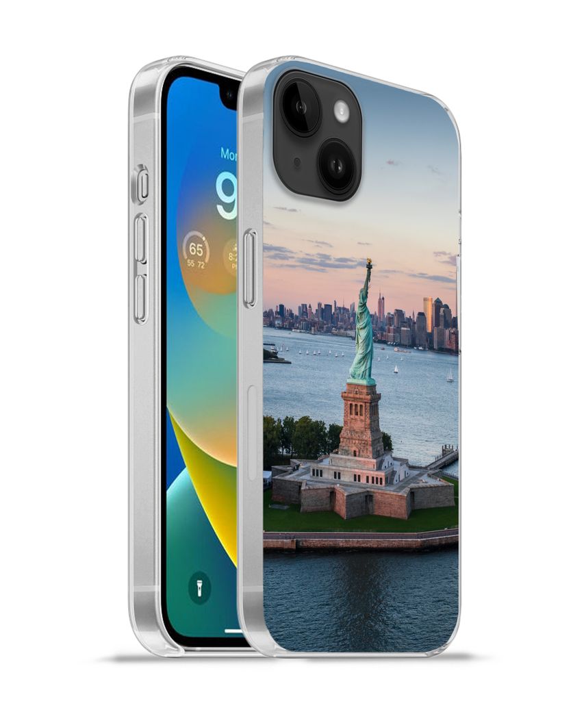 MuchoWow Handyhülle Schutzhülle Hülle für Apple iPhone 14 Plus - Soft case New York - Freiheitsstatue - Skyline Silikon Softcase Handy Hülle...
