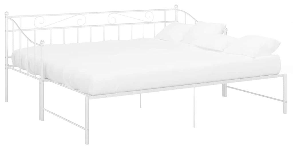 vidaXL Rozkladacia pohovka Biela kovová 90x200 cm Obrázok produktu 
