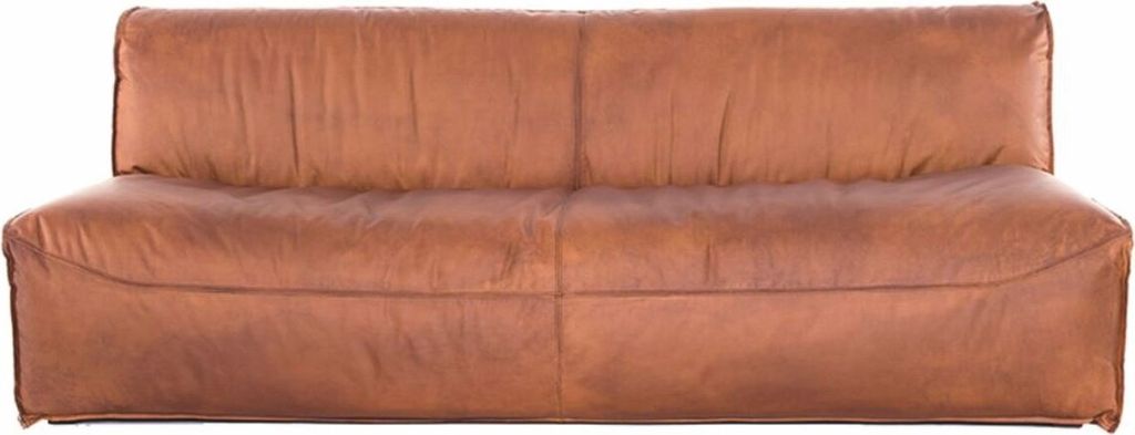 Casa Padrino Luxus Leder Sofa Hellbraun 190 cm - Modulares Echtleder Wohnzimmer Sofa