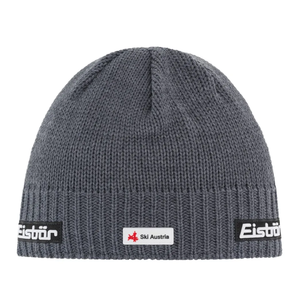Bonnet de ski en maille unie gris foncé Eisbär Trop pour homme et femme