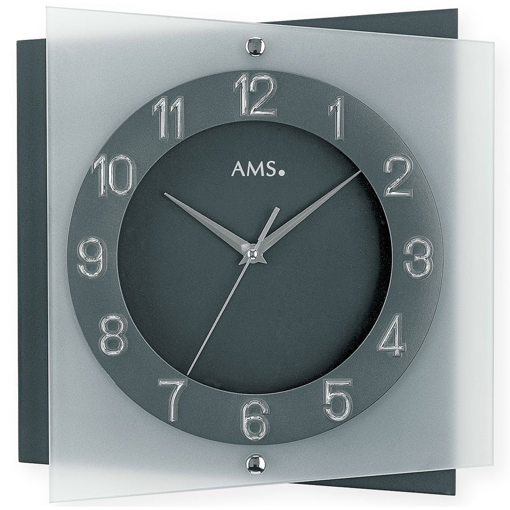 AMS Quarz-Wanduhr, Quarzwerk mit schleichender Sekunde, 31x31x6cm, 9323