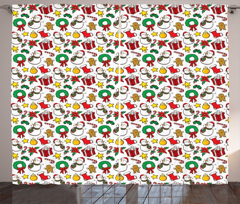ABAKUHAUS Weihnachten Rustikaler Vorhang, Weihnachten Garland Süßigkeit, Wohnzimmer Universalband Gardinen mit Schlaufen und Haken, 280 x 245 cm,...
