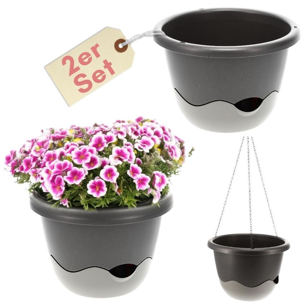 2er Set Blumentopf zum Hängen Outdoor Blumenampel Außen Produktbild 