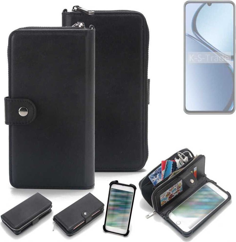 K-S-Trade 2in1 Handyhülle Schutzhülle kompatibel mit Realme C65s & Portemonnee Cover Handy Hülle Case Etui Geldbörse Wallet Bookstyle Hülle