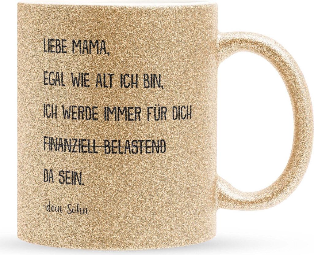 22Feels Glitzertasse Gold Mama Geschenk von Sohn Muttertag Produktbild 