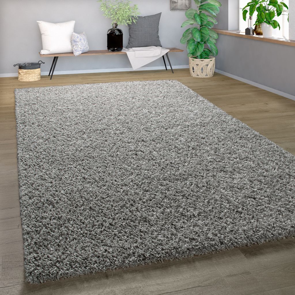 Wohnen & Einrichten Wohnaccessoires Teppiche Flokatiteppiche Farbe:Silber Größe:100 x Shaggy Teppich Eco 