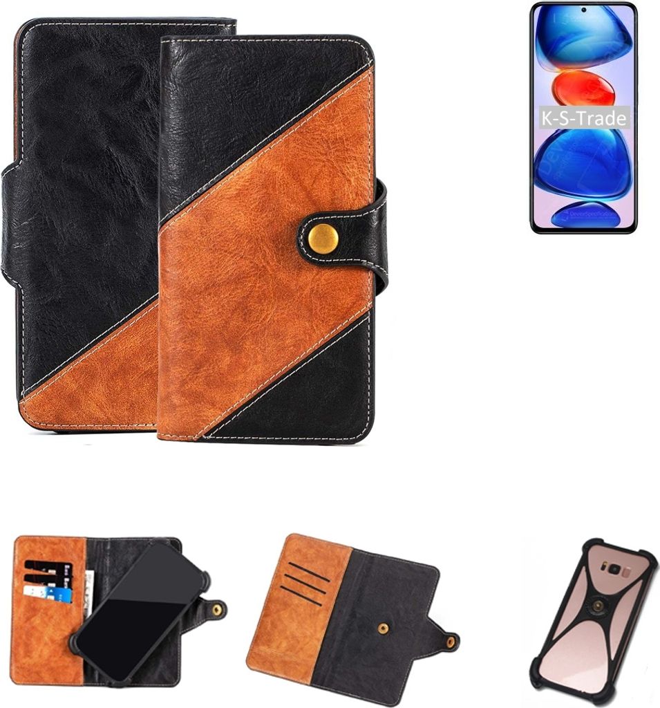 K-S-Trade Handyhülle Schutzhülle Bookstyle Case Wallet-Case kompatibel mit Xiaomi Redmi Note 11 Pro+ Handy Cover Bumper Klapphülle schwarz