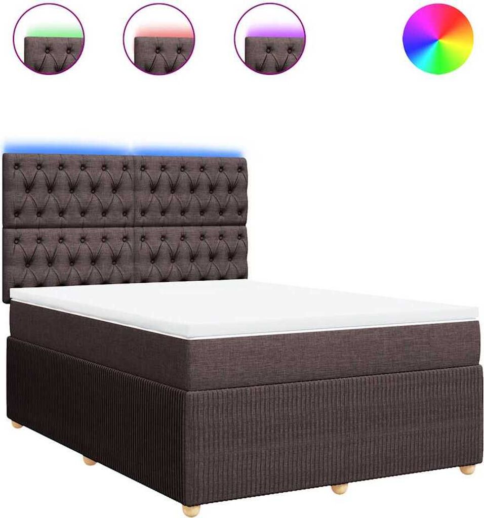 vidaXL Boxspringbett mit Matratze Dunkelbraun 140x200 cm Stoff