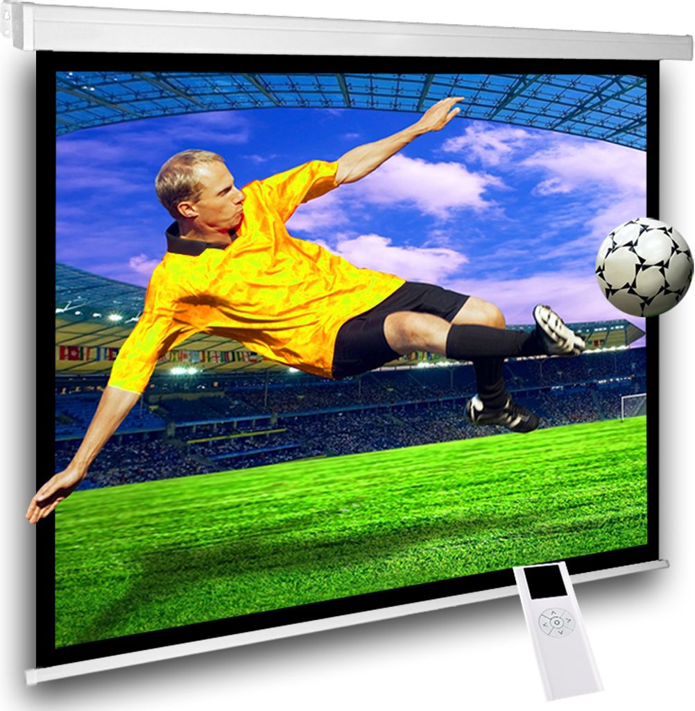 1:1 SlenderLine Heimkino Beamerleinwand Motorleinwand 300 x 300 (294x294)cm / Gehäuselänge 276 cm / FULL HD / 3D / 4K / HDTV / inkl. Funkfernbedi...