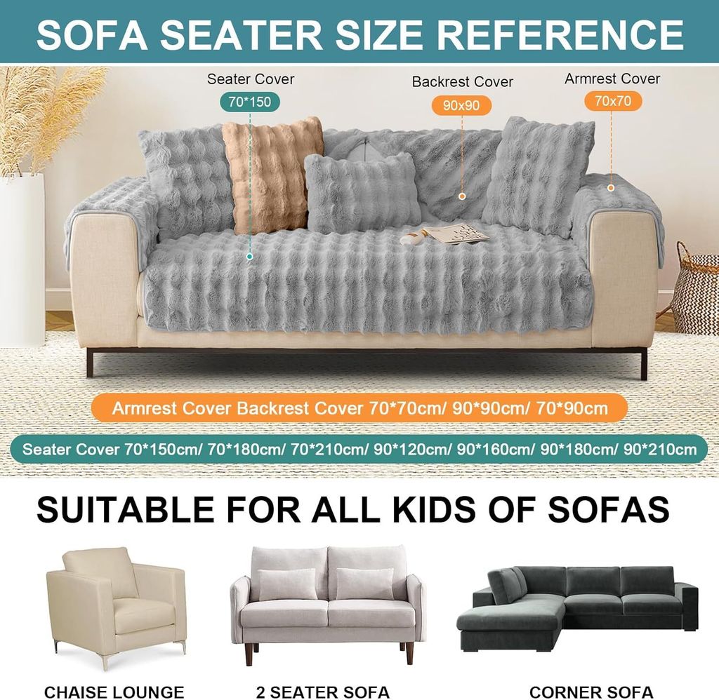 Kaninchen Plüsch Sofabezug L Form 1/2/3/4 Sitzer Sofa Produktbild 3