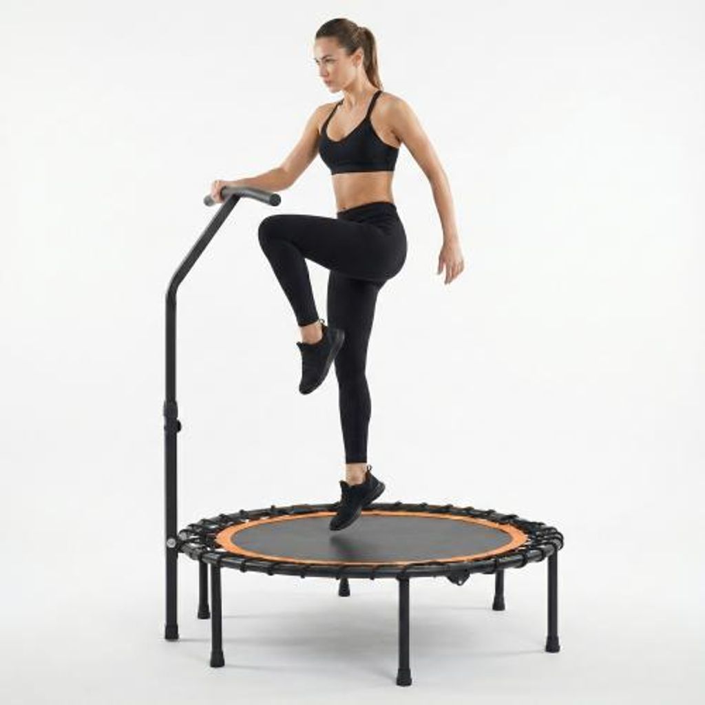 XTP006 Black and Orange Fitness Trampoline for Home Gym Schwarz-Oranges Fitness-Trampolin für Heimtrainingsraum
