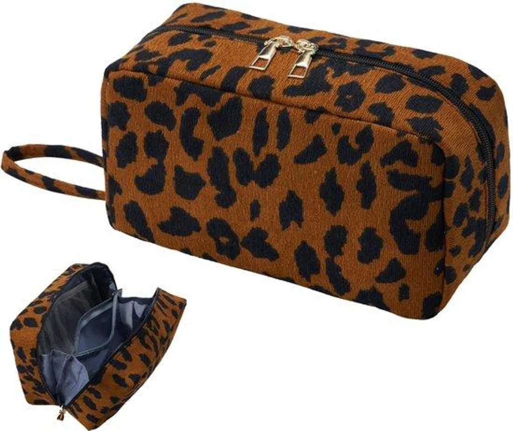 Trousse de toilette en velours côtelé pour maquillage femme et fille