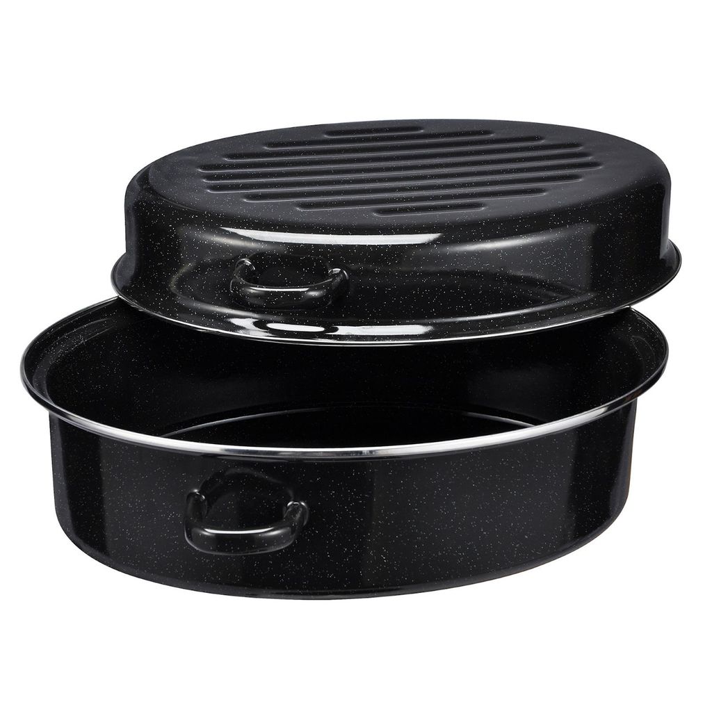 HI - Robuster Gänsebräter (38 cm) aus Emaille SCHWARZ Produktbild 