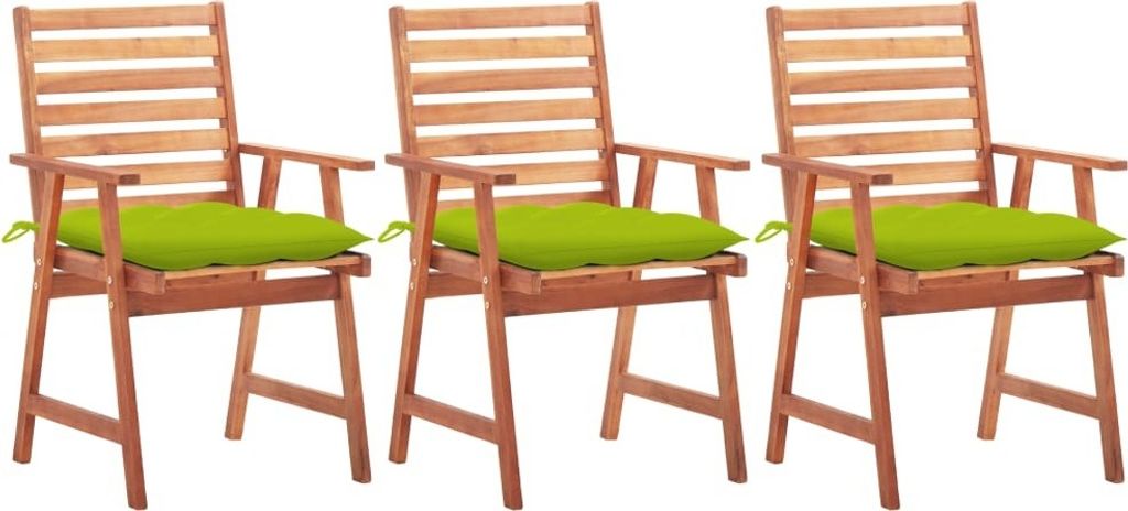 HOMMIE Outdoor-Stuhl ,Garten-Essstühle 3 Stk. mit Kissen Massivholz Akazie Relaxsessel Armlehnstuhl & schlichten Design
