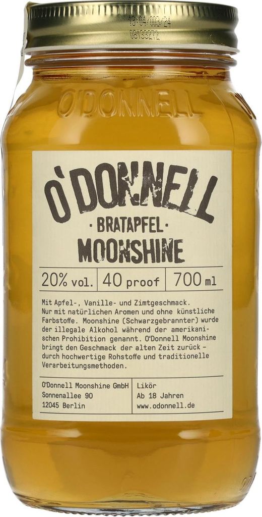 O'Donnell Moonshine BRATAPFEL Likör 20% Vol. 0,7l Image du produit 