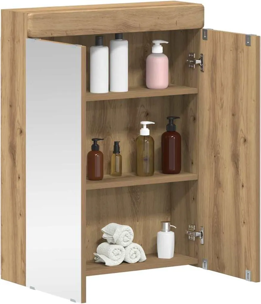 vidaXL TULUM Armadio Bagno Specchio 60 cm - Finitura Rovere Artisan - 3