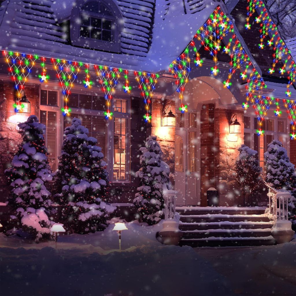 Weihnachtsbeleuchtung Fenster – 4 M, 96 LED Schneeflocken Lichtervorhang Mit Timer, 8 Modi & Fernbedienung, USB (warmweiß)