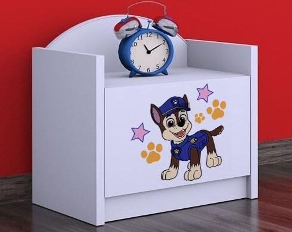 BDW Nachttisch Kinderzimmer, Super Hunde, Nachtschrank, Weiß