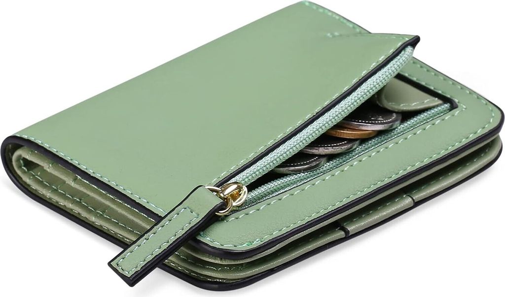 Damen Geldbeutel klein mit RFID-Schutz, Mini Kurzer Geldbeutel Frauen Leder mit Zipper Brieftasche, Weich Bequem Süß Münzfach Portemonnaie