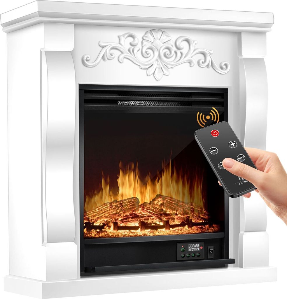 KESSER Elektrokamin Standkamin - Kamin elektrisch mit LED 3D-Flammeneffekt, Mit Heizung Heizfunktion, Elektro Kamin mit 1800W Leistung, Wochentim...