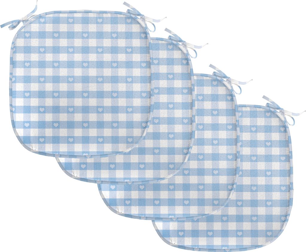 ABAKUHAUS Kariert Polster für Esszimmerstühle, Gingham mit Herzen, Dekoratives wasserfestes Kissen mit Riemen für Küchensitze, 40 cm x 40 cm-4e...