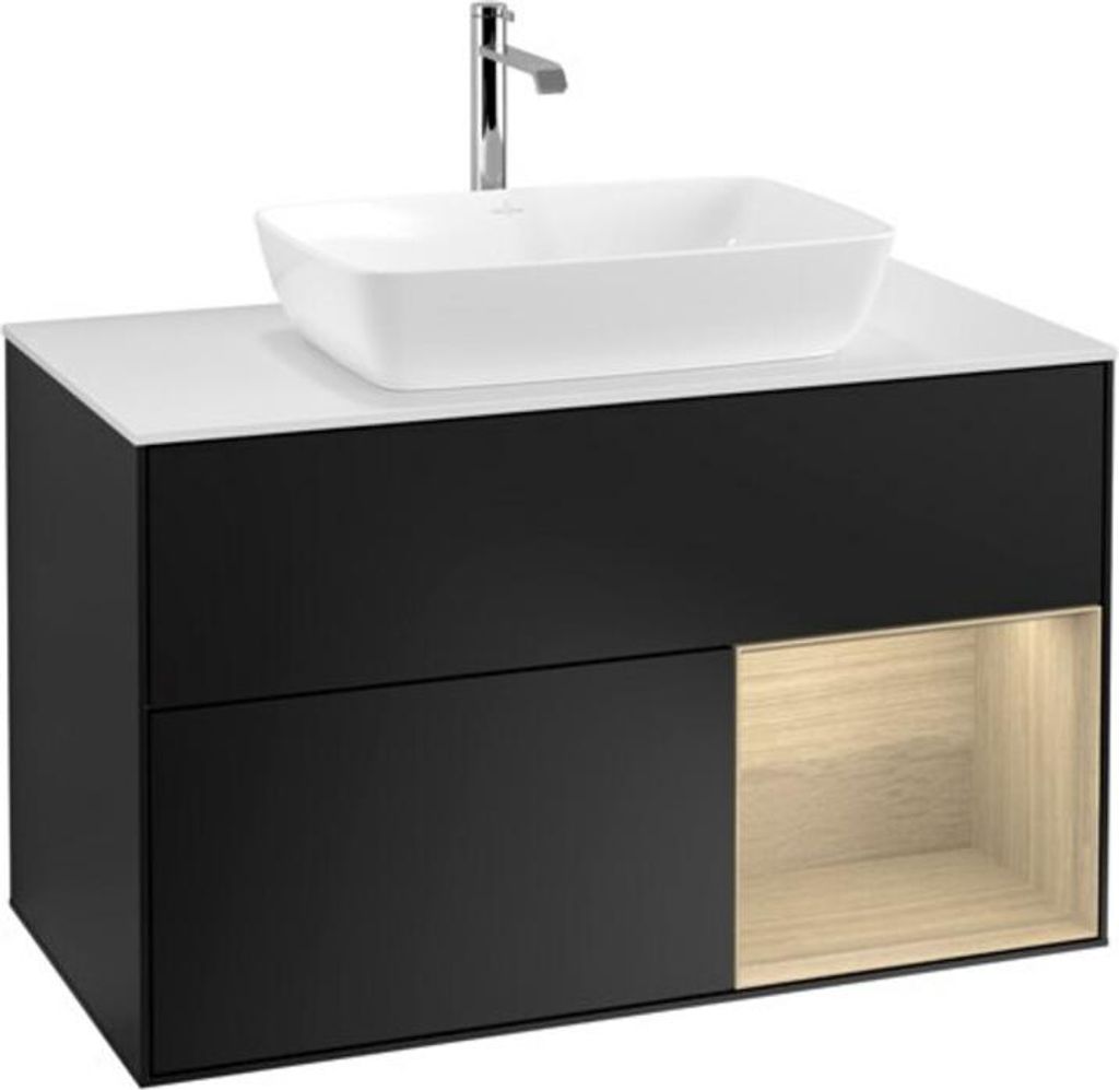 V&B Waschtischunterschrank Wandbeleuchtung Finion 100, Pl wh. m, Reg Oa ven, bla m Lac