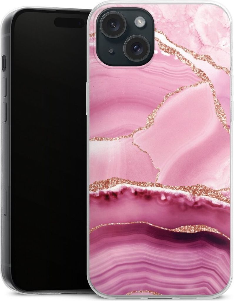 DeinDesign Slim Hülle für Apple iPhone 15 Plus Silikon Case Ultra Dünn Handyhülle Glitzer Look Marmor Meerjungfrau