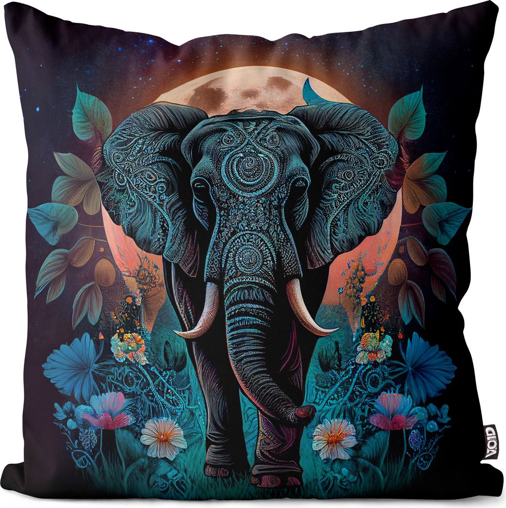 VOID Boho Elefant Asien Indien Mandala Kissenbezug Kissenhülle Polyester wasserfest Outdoor Indoor