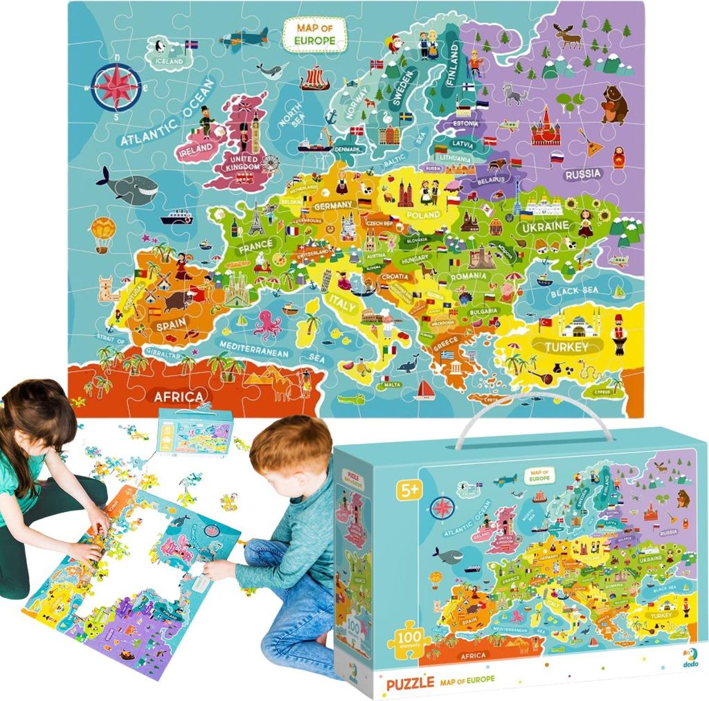 Puzzle „Europakarte“ - 100-teiliges Puzzle für junge Produktbild 