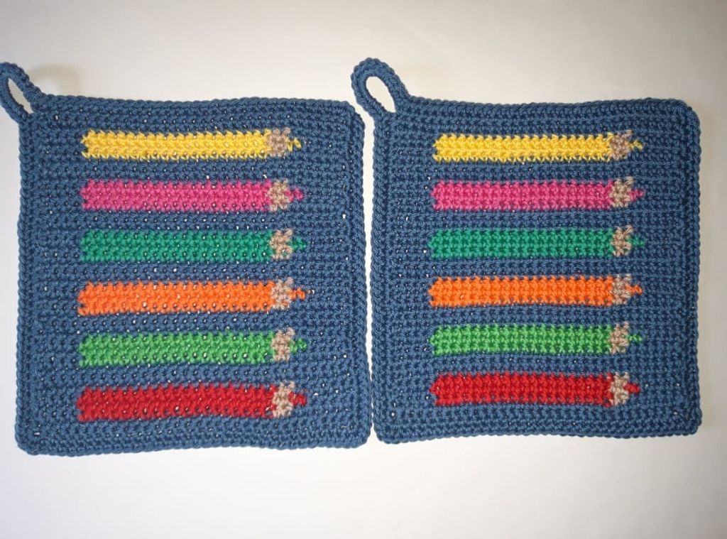 1 Paar Topflappen Stifte, Handarbeit gehäkelt Baumwolle, Stift Buntstifte