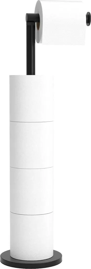 Support Papier Toilette Vertical Noir Mat Acier Inoxydable Pose Libre