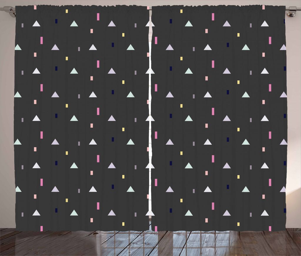 ABAKUHAUS Geometrisch Rustikaler Vorhang, Triangles Farbe Kunst, Wohnzimmer Universalband Gardinen mit Schlaufen und Haken, 280 x 245 cm, Dunkler T...