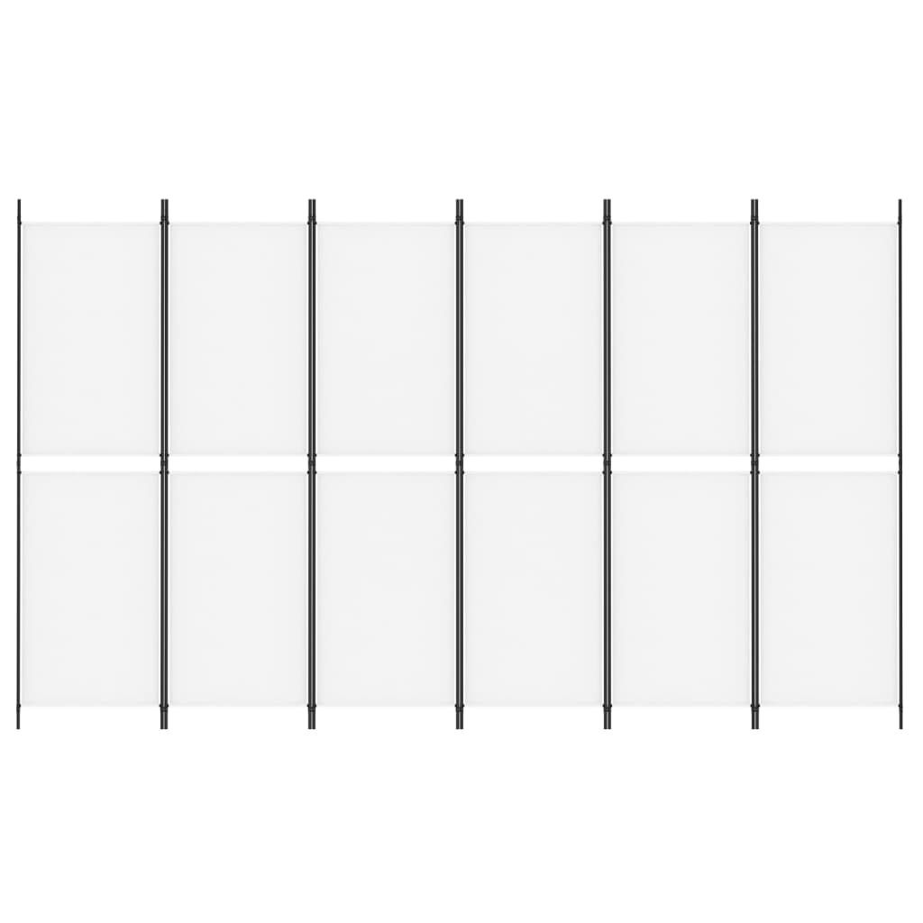 "im Sonderangebot" 6-tlg. Paravent Raumteiler Elegantes Design - Trennwand/Sichtschutz - Weiß 300x180 cm Stoff DEMöbel 9292809