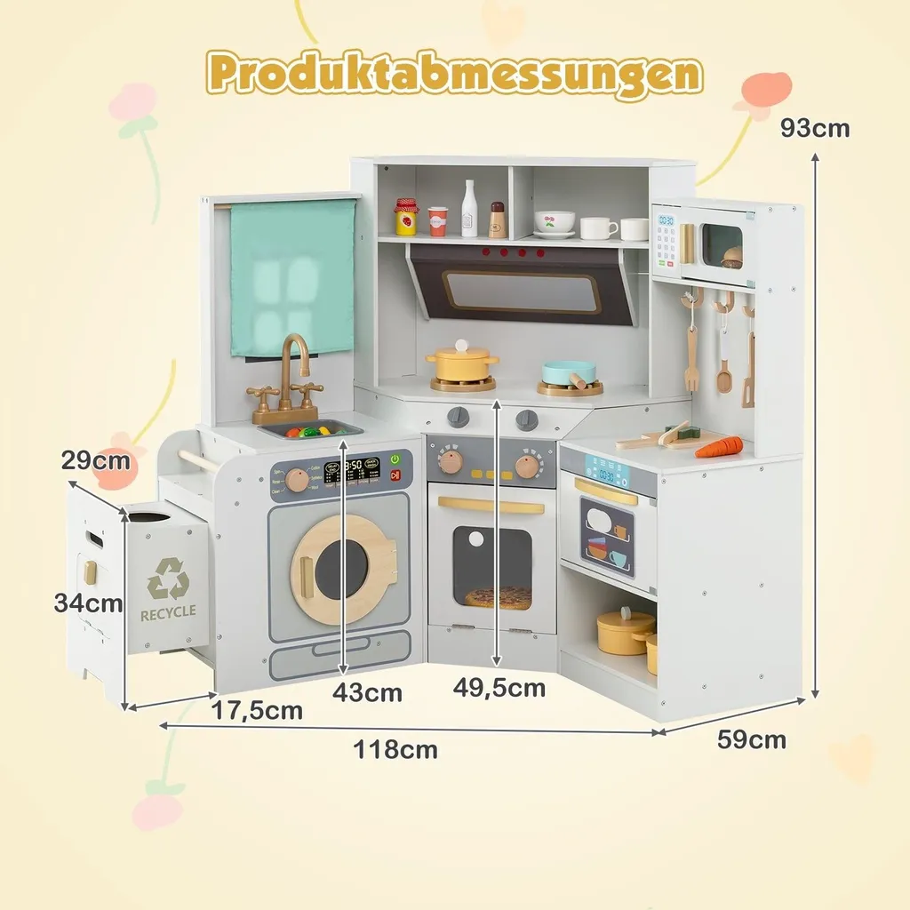 Cuisine d'angle en bois grise : le jouet d'imitation complet sons et LED - 2
