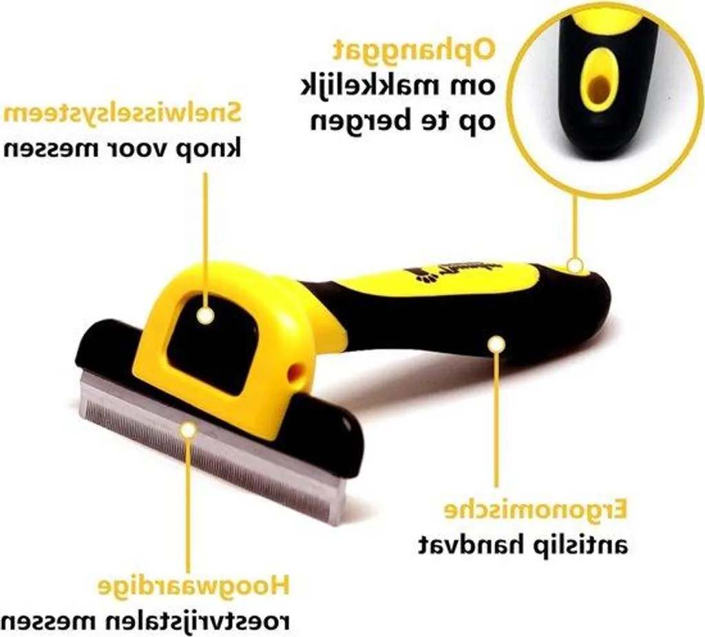 Brosse ergonomique jaune haute précision pour petits animaux de compagnie