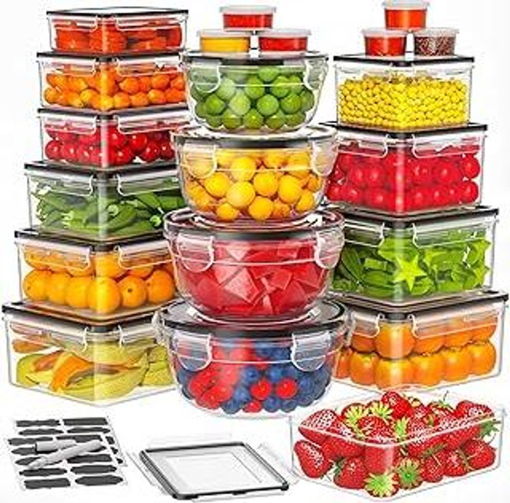 42er Frischhaltedosen mit Deckel, Vorratsdosen Set (21 Behälter + 21 Deckel), Meal Prep Boxen, Auslaufsicher Aufbewahrungsbox mit Deckel Küche f...