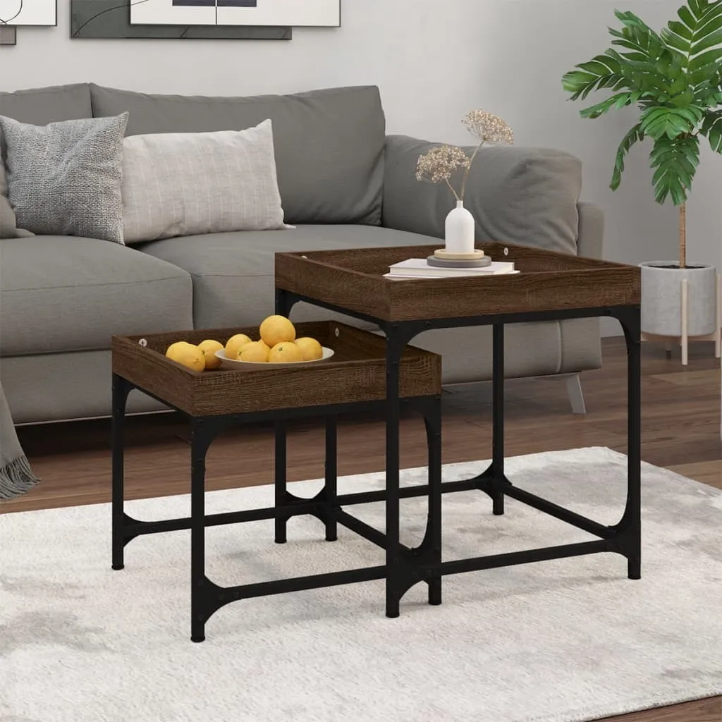 Set 2 Tavolini Salotto Maison Exclusive Rovere Marrone Elegante