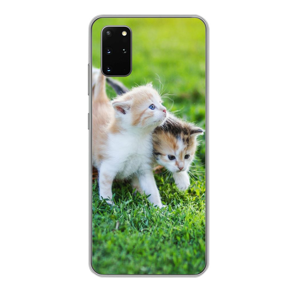 MuchoWow Handyhülle Schutzhülle Hülle für Samsung Galaxy S20 Plus Kätzchen - Katze - Korb - Mädchen - Kinder - Jungen - Kinder Silikon Soft...