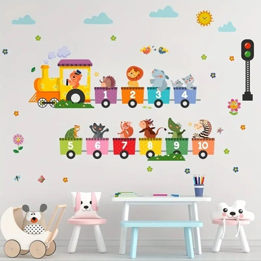 GKA Wandtattoo für Kinder GK83 Zug mit 10 Waggons Zahlen Produktbild 