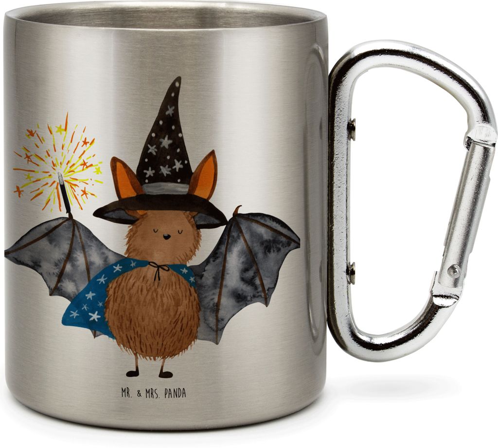 Mr. & Mrs. Panda Thermobecher Fledermaus Zauberer - Transparent - Geschenk, Teetasse, Edelstahl-Isolierbecher, Isolierbecher, Fledermäuse, Reinste...