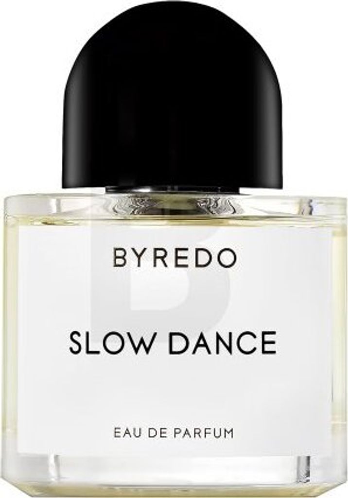 A close-up studio shot of a Byredo Slow Dance Eau de Parfum bottle.