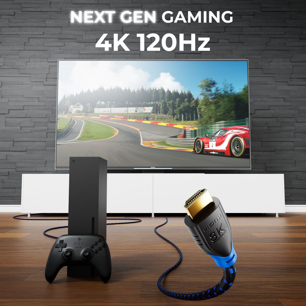 deleyCON - 1m - 8K HDMI 2.1 Kabel 48G - Nylon - 8K@60Hz / Produktbild 4