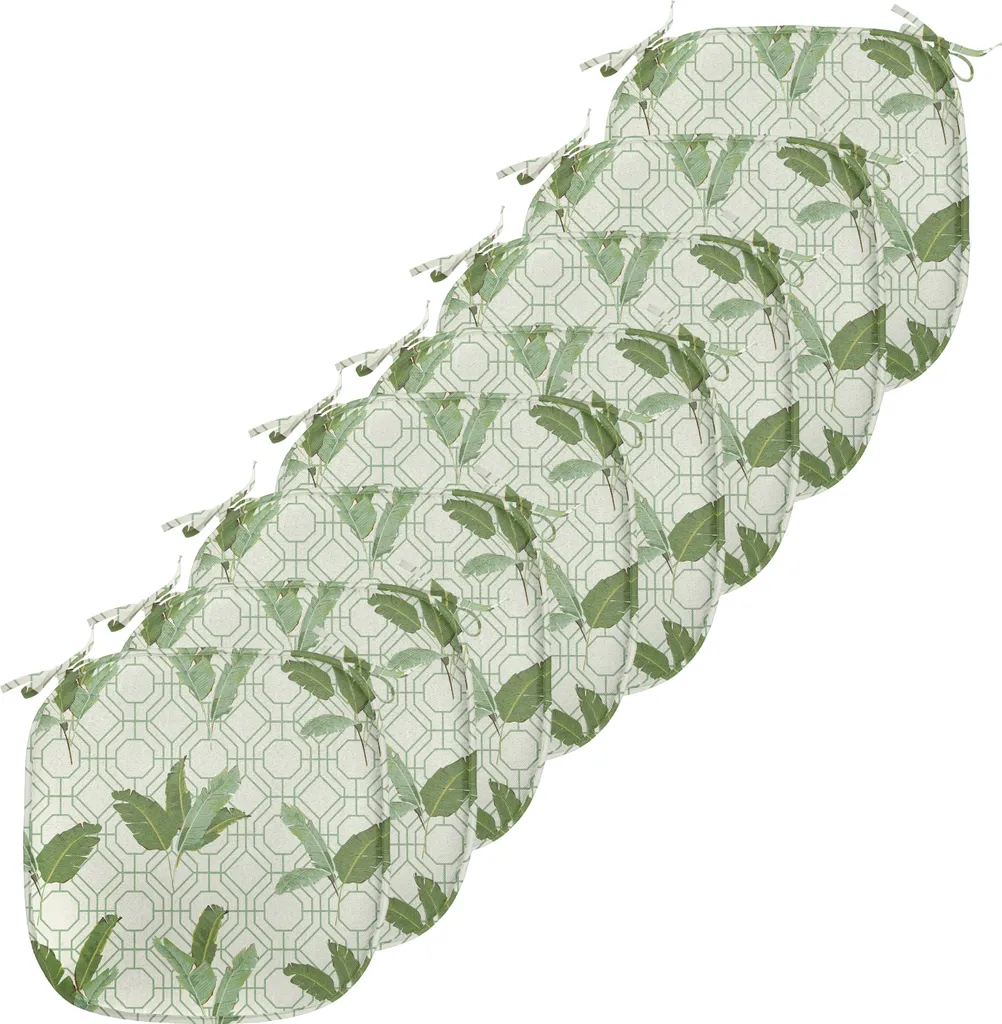 Galette de Chaise avec Sangles de Fixation 40x40 cm Vert Olive Lot de 8