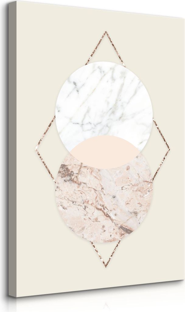 Muralo Leinwandbild Canvas für Wohnzimmer KREISE Rhombus Abstraktion Marmor Br. 70cm x Hö. 100cm